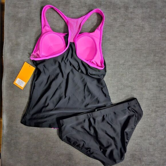 ZeroXposur Plumeria Scuba Tankini Top & ZeroXposur solid Shaper Black bottom S - Picture 10 of 14